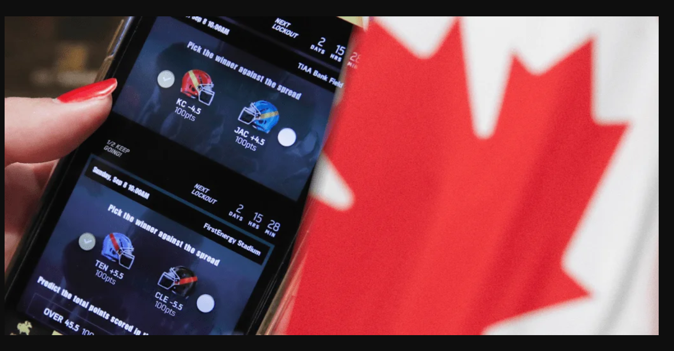 A mobile sports betting app, representing licensed bookmakers in Canada