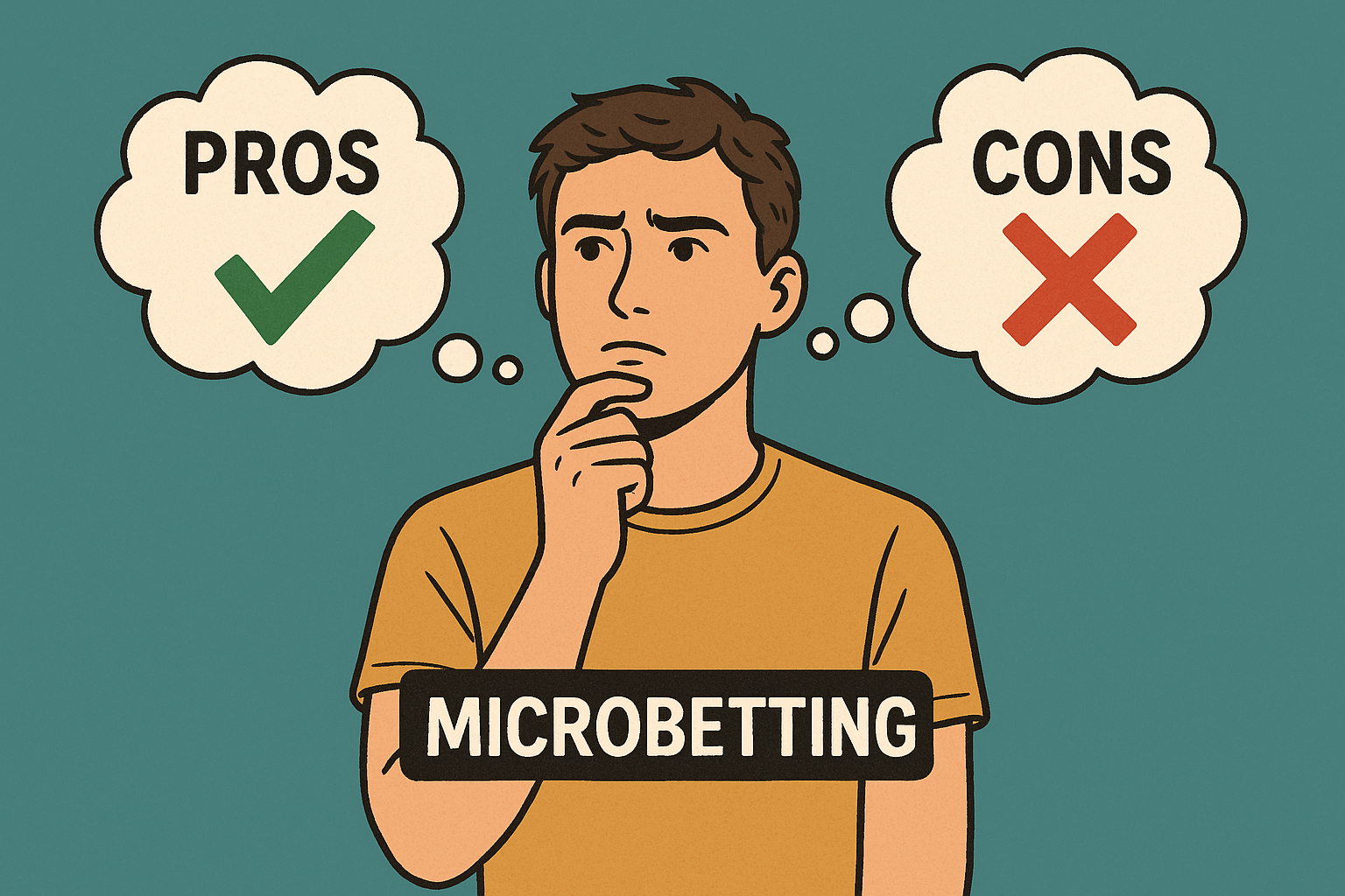 Illustration of a thoughtful person considering the pros and cons of micro-betting