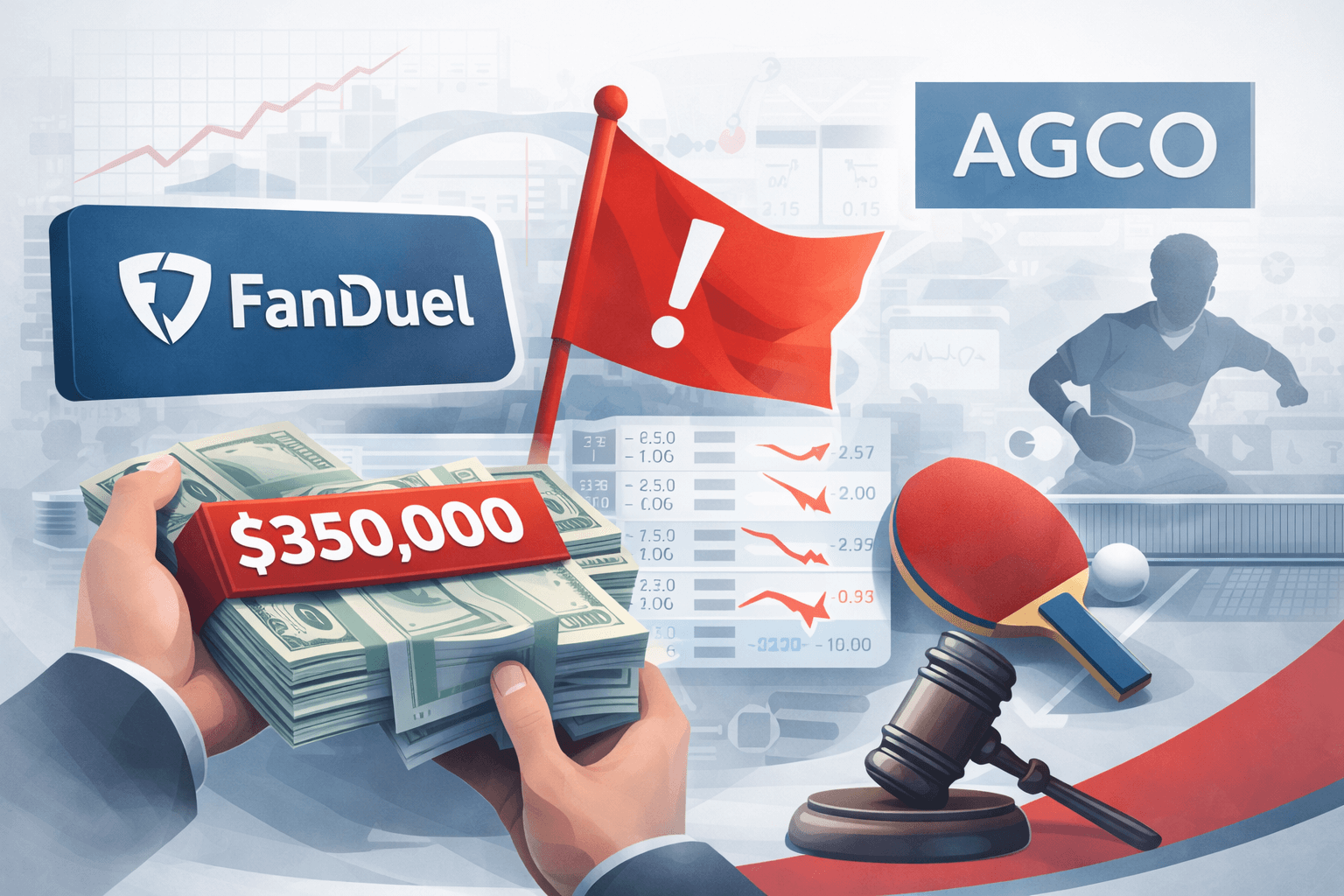 Illustration showing AGCO penalty against FanDuel Canada for not reporting suspicious betting linked to match-fixing events